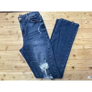 CP Jeans Womens 3/26 Dark Wash High Rise Distressed Straight Leg Denim